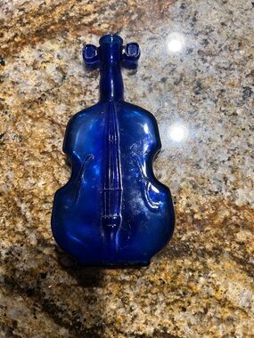Cobalt Blue Glass Vintage Violin Bottle
